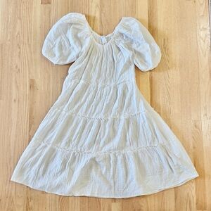 London Times Creamy White BoHo 100% Cotton Dress, size 4 Petite